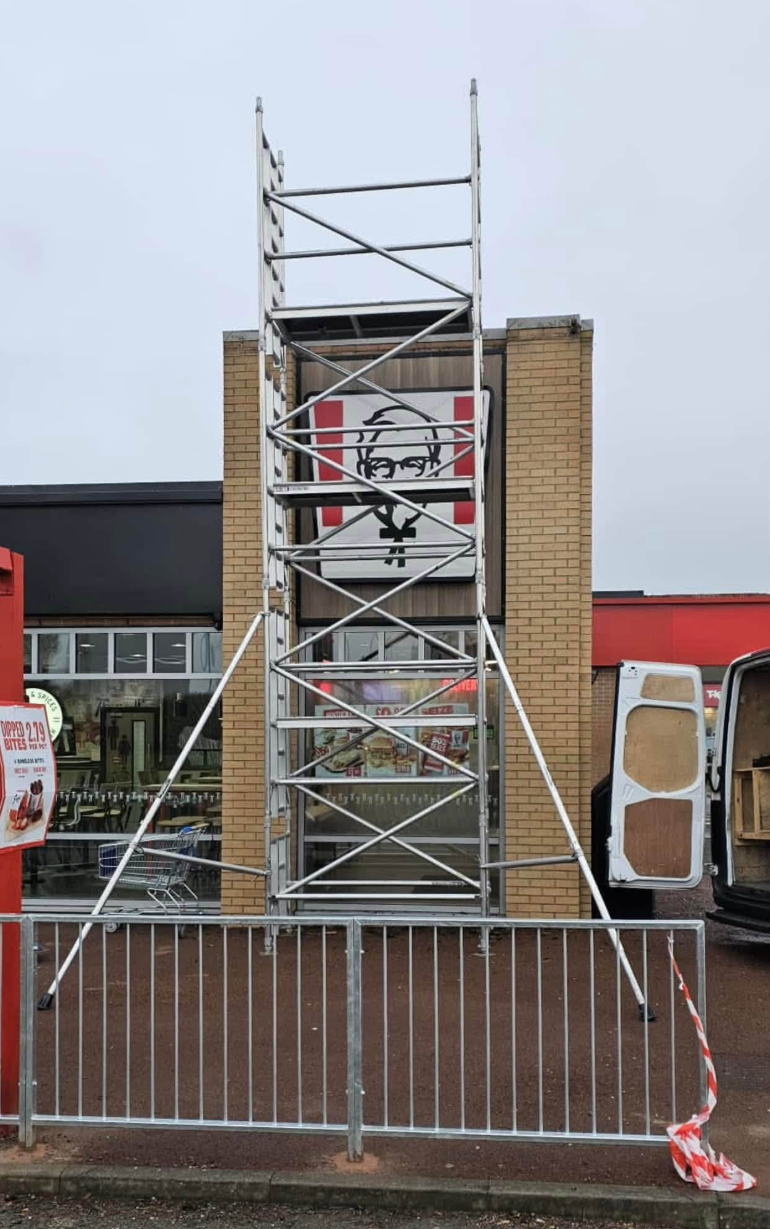 Scaffolding erected at commercial premises
