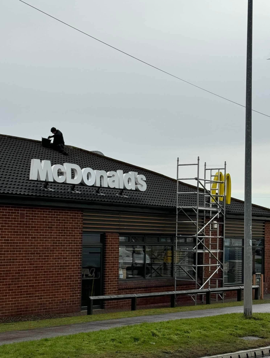 Roofing work on commercial building